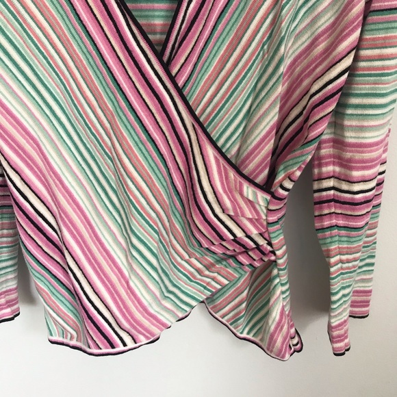Nine West Striped Wrap Style Top - Picture 3 of 5
